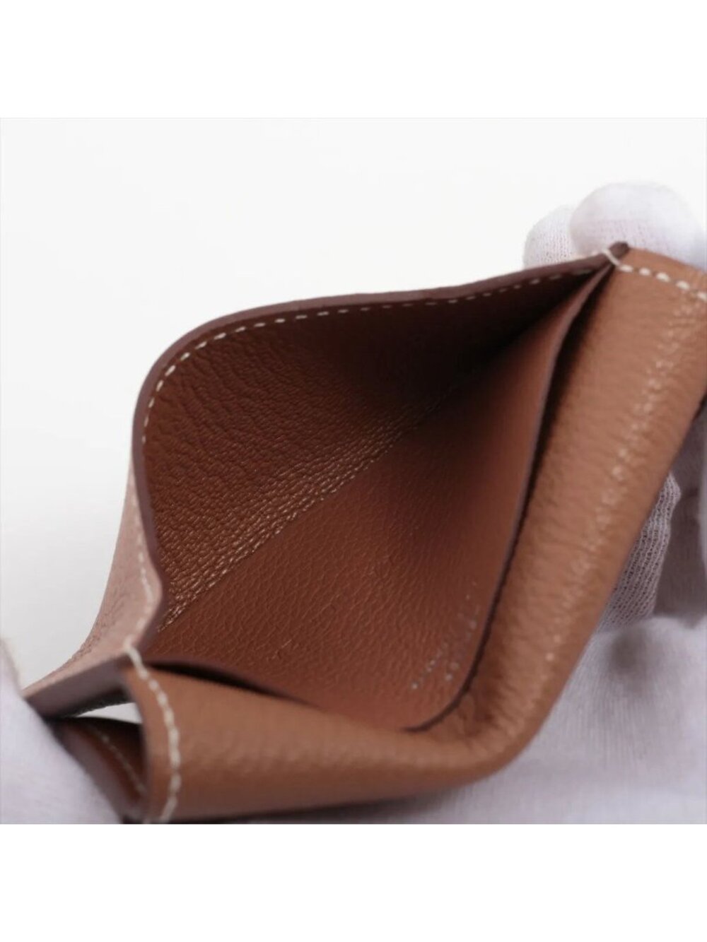 Hermes Leather Card Case Business Holder Bifold Coin Brown - Picture 5 of 7